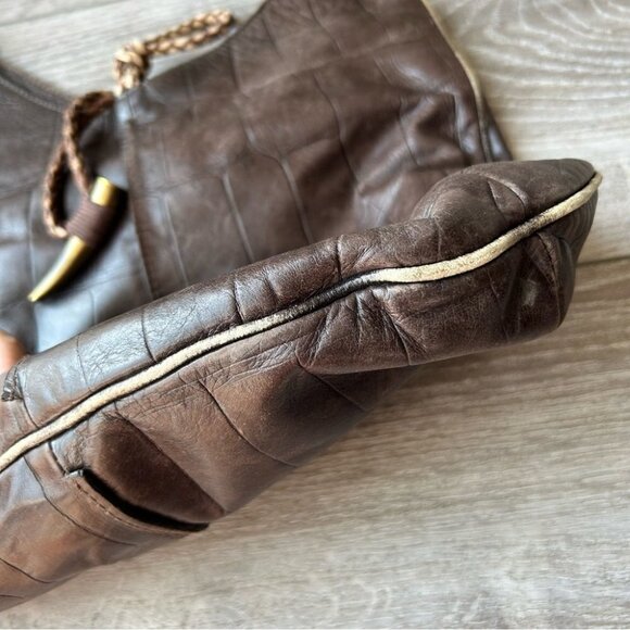 Misses Pick Croc Embossed Leather Shoulder Bag Made in Spain - Picture 15 of 16